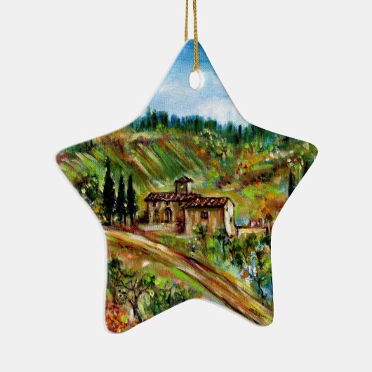 ORNEMENT ÉTOILE EN CÉRAMIQUE ANCIENNE FERME EN PAYSAGE TOSCANE (Droite)