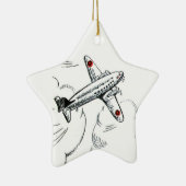 Ornement Étoile En Céramique Aviation démodée de dessin de l'avion | (Droite)