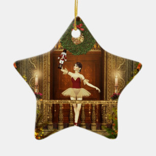 Ornement Étoile En Céramique Ballerina and Nutcracker Christmas Star Orament
