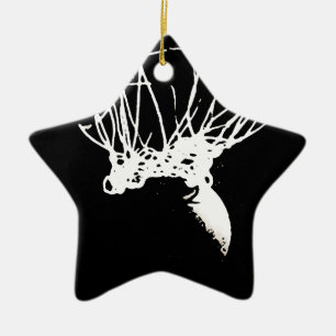 Ornement Étoile En Céramique Basket-ball Black White Pop Art