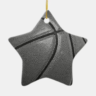 Ornement Étoile En Céramique Basket-ball en niveaux de gris