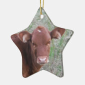Ornement Étoile En Céramique Bébé Brown Vache visage (Gauche)