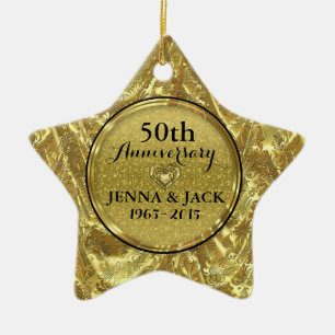 Ornement Étoile En Céramique Black & Gold 50e anniversaire Mariage Ornament 3