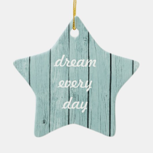 Ornement Étoile En Céramique Bleu Chic Bois rustique (Devant)