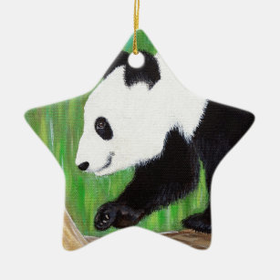 Ornement Étoile En Céramique Bonne peinture Panda