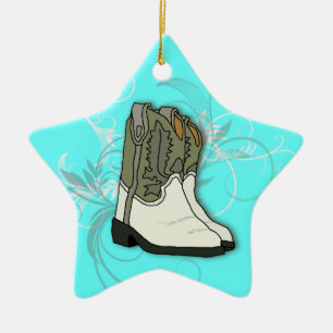 Ornement Étoile En Céramique Bottes de cowgirl de rodéo de fille de campagne