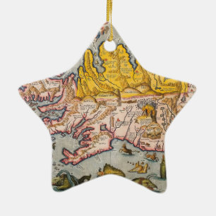 Ornement Étoile En Céramique Carte de l'Islande