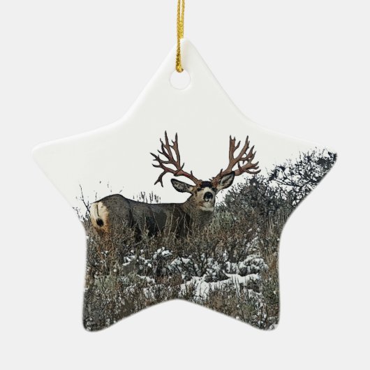 Ornement Étoile En Céramique Cerfs communs de mule de monstre 2 (Devant)