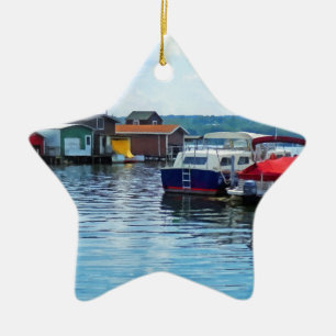 Ornement Étoile En Céramique Chalets de pêche Canandaigua
