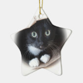 Ornement Étoile En Céramique Chat dans un sac (Gauche)