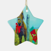 Ornement Étoile En Céramique Cheval de Noël Brown (Droite)