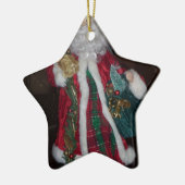 Ornement Étoile En Céramique Collection Royal Plaid Père Noël. (Gauche)