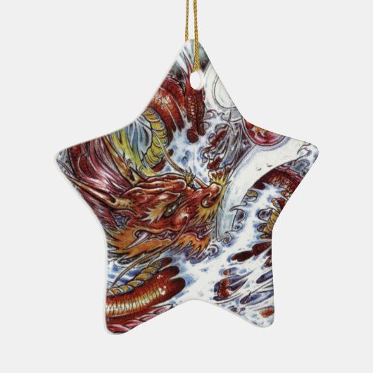 Ornement Étoile En Céramique Conception de tatouage de dragon japonais (Droite)