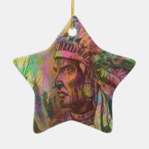 Ornement Étoile En Céramique Cool antique native amérindienne couleur clipart