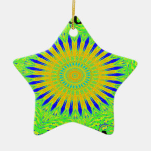 Ornement Étoile En Céramique Couleurs traditionnelles africaines vert doré pour