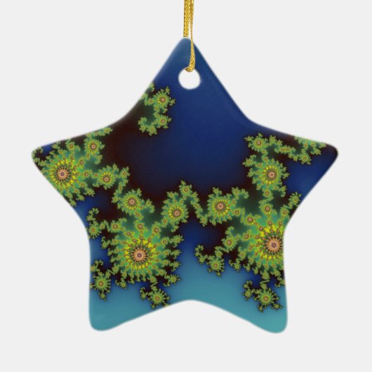 Ornement Étoile En Céramique Créature marine fractale de Noël (Dos)