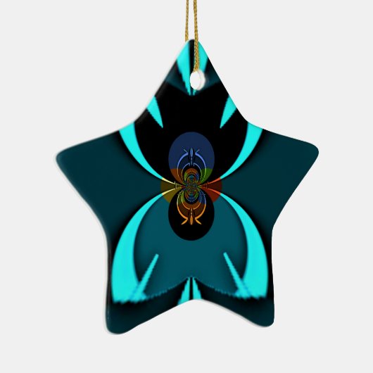 Ornement Étoile En Céramique Cyan Abstrait Art Print (Droite)