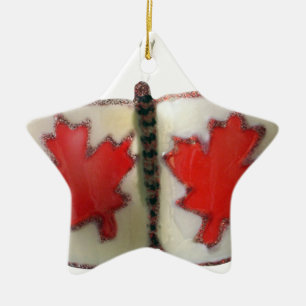Ornement Étoile En Céramique Design de papillon du drapeau canadien
