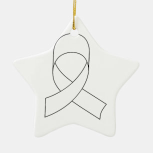 Ornement Étoile En Céramique Dessin de ruban blanc