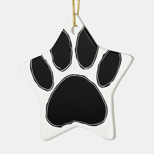Ornement Étoile En Céramique Dessin Paw Chien En Noir (Gauche)