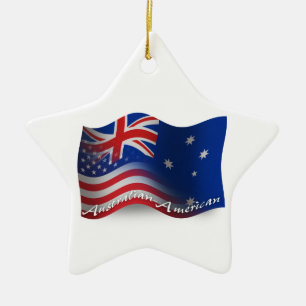 Ornement Étoile En Céramique Drapeau de ondulation Australien-Américain