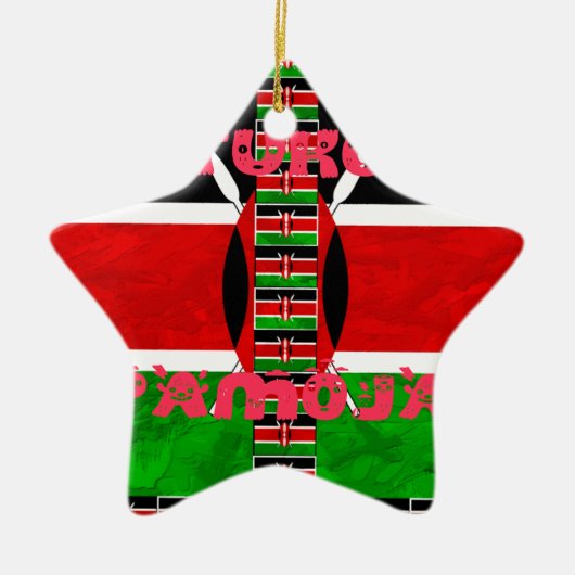 Ornement Étoile En Céramique Drapeau du Kenya : Tuko Pamoja - Design d'art de l (Devant)
