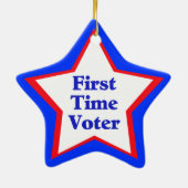 Ornement Étoile En Céramique Électeur de première fois (Dos)