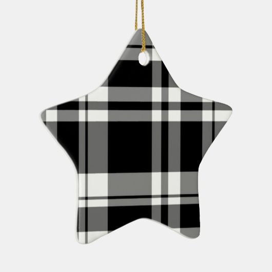 Ornement Étoile En Céramique élégant motif en plaid blanc noir (Droite)