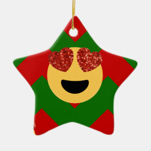 Ornement Étoile En Céramique émoticône de coeur de noël