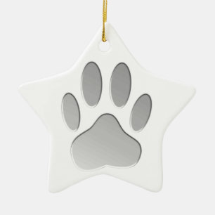 Ornement Étoile En Céramique Empreinte de patte de chien à l'air métallique