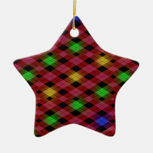 Ornement Étoile En Céramique en vichy vérifier le Motif multicolore