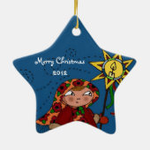 Ornement Étoile En Céramique Étoile ukrainienne de Noël (Dos)