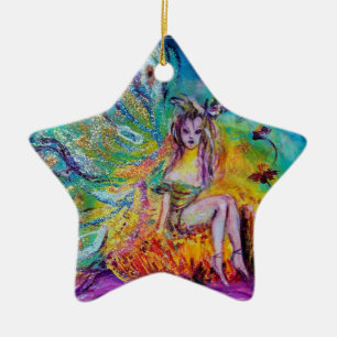 Ornement Étoile En Céramique FÉE DANS LA NUIT SAPPHIR BLEU VIBRANT Gemme