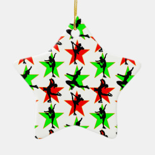 ORNEMENT ÉTOILE EN CÉRAMIQUE FESTIVE FIGURE SKATER NOËL CONCEPTION