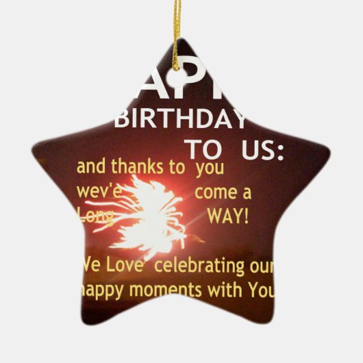 Ornement Étoile En Céramique Fête Fireworks avec message Merci (Devant)