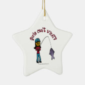 Ornement Étoile En Céramique Fille de pêche noire (Droite)