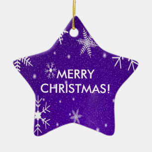 Ornement Étoile En Céramique Flèches de neige avec Arrière - plan bleu