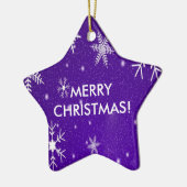 Ornement Étoile En Céramique Flèches de neige avec Arrière - plan bleu (Gauche)