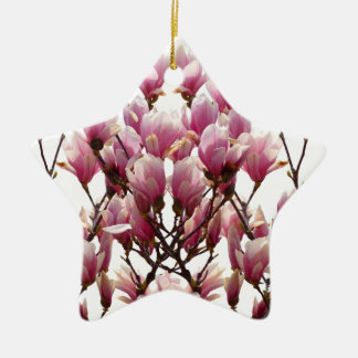 Ornement Étoile En Céramique Fleur de printemps rose florissante Magnolias