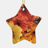 Ornement Étoile En Céramique Fleurs Gerbera Lumineuses, Jaune Orange, Flora (Gauche)