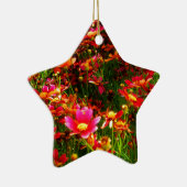 Ornement Étoile En Céramique Fleurs sauvages rose et jaune pâle (Droite)