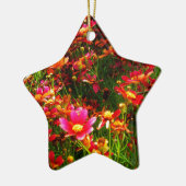 Ornement Étoile En Céramique Fleurs sauvages rose et jaune pâle (Gauche)