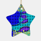 Ornement Étoile En Céramique Français Bleu Africain Tissé Abstrait violet forme (Droite)