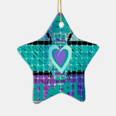 Ornement Étoile En Céramique Gardez-le simple : Cyan Heart & Clarity Art Motif (Droite)