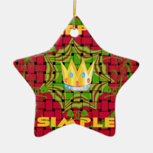 Ornement Étoile En Céramique Gardez-le simple : Gratuit Rouge Tissé imprimé Flo