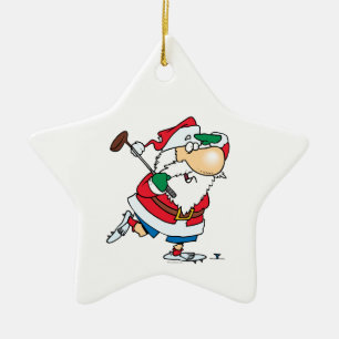 Ornement Étoile En Céramique golfeur de dessin animé drôle père noël golfeur