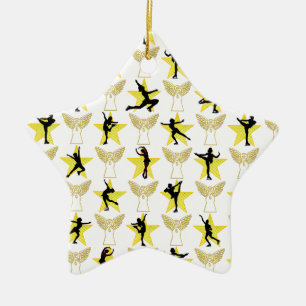 ORNEMENT ÉTOILE EN CÉRAMIQUE GORGEOUS GOLD FIGURE SKATING NOËL DESIGNS