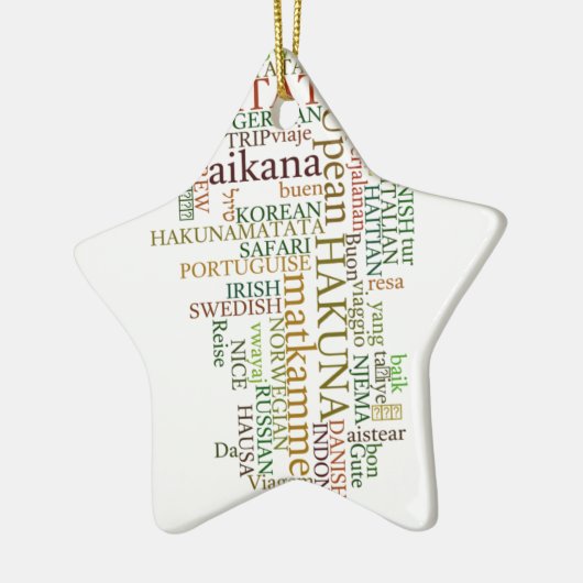 Ornement Étoile En Céramique Hakuna Matata Global Word Cloud Art (Gauche)