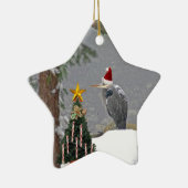 Ornement Étoile En Céramique Héron de Noël en photo de neige (Droite)
