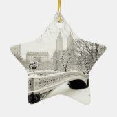 Ornement Étoile En Céramique Hiver de Central Park - neige sur le pont d'arc (Dos)
